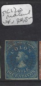 CHILE  (P1907B)  IMPERF COLUMBUS 10C  SC 12A,   RED CANCEL   VFU