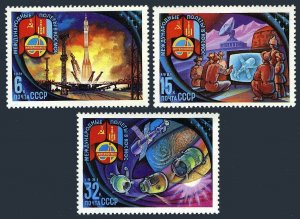 Russia 4921-4923, MNH. Michel 5052-5054. Space program USSR-Mongolia, 1981.