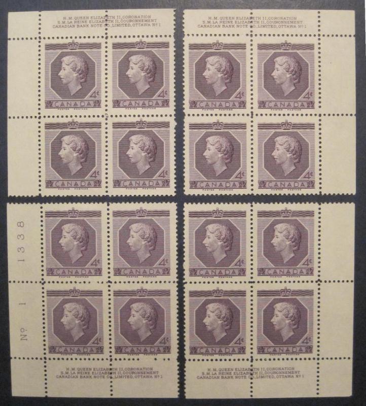 Canada 330 Plate Blocks Matched Set Plate No. 1 F-VF MH