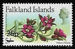 Falkland Islands # 209 - Felton's Flower - surcharged - MLH.....{BRN17}