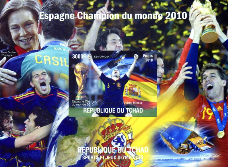 Chad 2010 FIFA Football Spain World Cup s/s Imperforated Mint (NH)