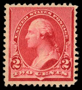 US Sc 220 MINT NO GUM - 1890 2¢ - Washington; Soft Porous Paper