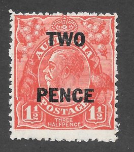 Australia Scott 106 MNHOG - 1930 2p on 1 1/2p Surcharged - SCV $4.00