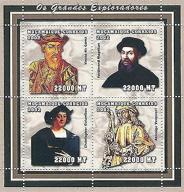 Mozambique - Famous Explorers - 4 Stamp  Sheet 1611