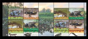 ISRAEL 2014 AMPHIBIANS IN ISRAEL SOUVENIR STAMPS SHEET FROG SALAMANDER FAUNA