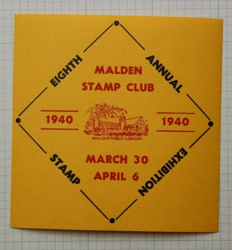 Malden Stamp Club MA MSC 1940 Philatelic SS Souvenir label Public Library