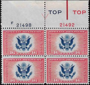 CE2 Mint,OG,HR (on top right stamp)... Plate Block of 4... SCV $80.00... Type 2