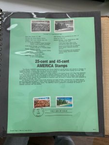 USPS Souvenir Page  Scott 1990 25c and 45c America stamp