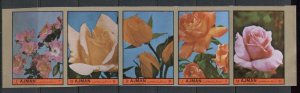 Ajman 1972 Mi#2078-2082B Flowers, Roses, Queen's Roses IMPERF str5 MUH