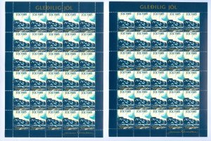 Faroe Islands. 1985. 2 Sheet Christmas Seal  Mnh. 2 Diff. Perf. Northern Light