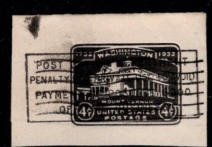 #U527 Mount Vernon Official Bussiness Precancel Cut Square -  Used