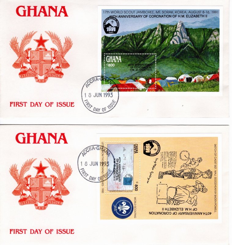 Ghana 1993 Sc 1571-2 souvenir sheets FDC set of 2