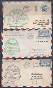 USA 1931 - 1935 THREE FIRST FLIGHT COVERS INVOLVING RARE FIRST PACIFIC COST