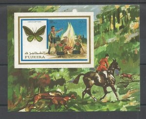 1972 Fujeira Boy Scouts Baden Powell anniversary butterflies SS Imperforate