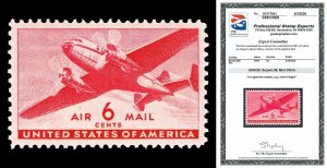 Scott C25 1941 6c Transport Airmail Issue Mint NH Graded Superb 98 with PSE CERT