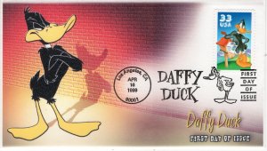 AO-3306-3, 2000, Daffy Duck, First Day Cover, Add-on Cachet, Looney Tunes, Picto