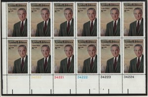 US, 1503, BLOCK OF 12, MNH,1973, LYNDON JOHNSON