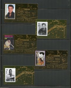 ELVIS PRESLEY COLLECTION OF 18 DIFFERENT GOLD FOIL STAMPS OFFICIALLY ISSUED MINT