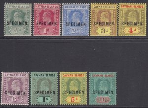 SG 25s-34s Cayman Islands 1907-09. ½d to 10/- overprinted specimen. Lightly...