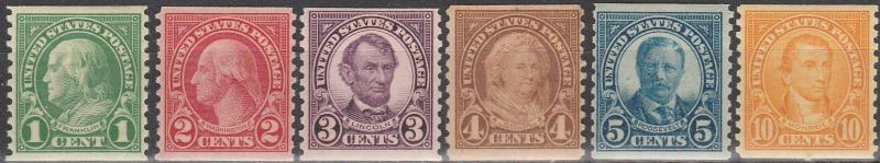 US #597, 599, 600-03  F-VF Unused CV $15.90 (A3927)