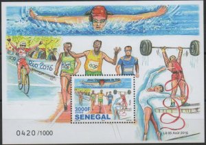 SENEGAL 2016 OLYMPIC GAMES OLYMPIC GAMES CYCLING WEIGHTLIFTING SWIMMING MNH-