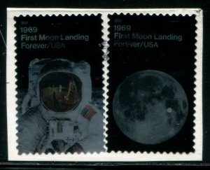 5399-5400 US (55c) Moon Landing Anniv SA,  used pair on paper