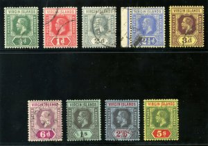 British Virgin Island 1913 KGV set complete very fine used. SG 69-77. Sc 38-46.