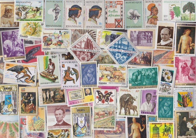 200 All Different RWANDA Stamps - ALL LARGE SIZED