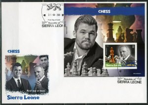 SIERRA LEONE 2020 CHESS CARLSEN & KASPAROV SOUVENIR SHEET FIRST DAY COVER
