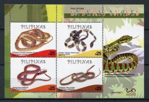 Philippines 2017 MNH Endemic Snakes Wolf Snake Keelback 4v M/S Reptiles Stamps