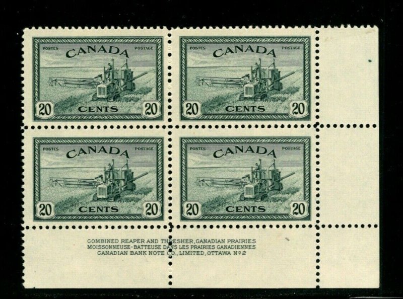 ES-13546 CANADA UNIITRADE 271 HARVESTING PLATE BOCK #2 MNH  $20  F-VF