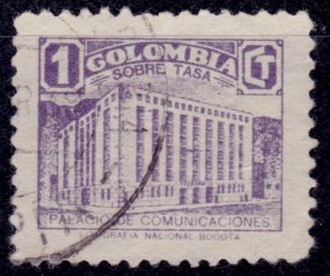 Colombia, 1939, Sobre Tasa, Palace of Communications, 1c, sc#RA5, used