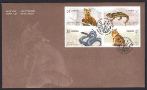 FOX, MARTEN, SALAMANDER, SNAKE = Official FDC Canada 2006 #2177a