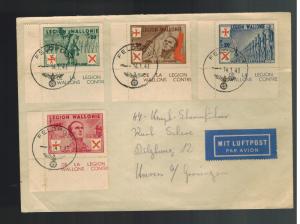 1943 Belgium Cover Waffen SS Walloon Legion Volunteer to Groningen Holland w Tab