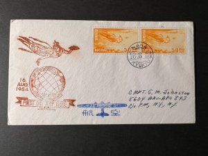 1954 Ryukyu Japan Airmail First Day Cover FDC Naha to APO 843 NY USA 2