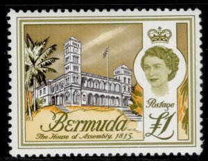 BERMUDA GVI SG179, £1 black, yellow-olive & yellow-orange, NH MINT. Cat £15.