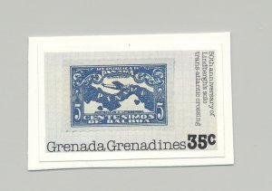 Grenada Grenadines #266 Stamp on Stamp, Maps 1v Imperf Proof on Card