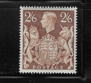 GREAT BRITAIN SCOTT #249 1939-42 2/6 SHILLINGS (CHESTNUT) - MINT NEVER HINGED