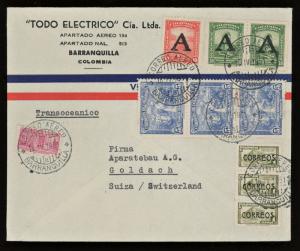 Colombia 1951 - Air Mail Cover Barranquilla to Goldach Switzerland