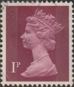 Great Britain #MH23 1971 1p  Crimson QEII Machin Head USED-VF.