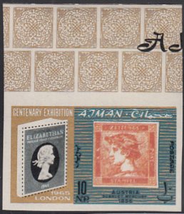 Ajman 1965 MNH Sc #38 IMPERF 10np Austria Scarlet Mercury Gibbons Centenary