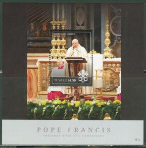 TUVALU 2015 POPE FRANCIS  PRESIDING OVER THE CONSISTORY SOUVENIR SHEET  MINT NH