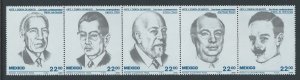 Mexico #1393-7 NH Contemporary Writers - Strip of 5