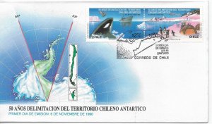 CHILE 1990 FDC CHILEAN ANTARCTIC TERRITORY DELIMITATION 50 YEARS FIRST DAY COVER