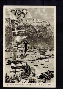 1936 Garmisch Germany Winter Olympics RPPC Real Picture Postcard Cover Skiing