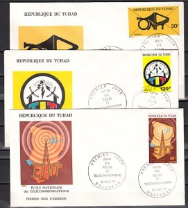 Chad, Scott cat. 335-337. Telecommunications-Radio issue. First Day Cover. ^