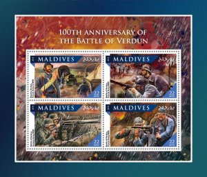 MALDIVES - 2016 - Battle of Verdun - Perf 4v Sheet - Mint Never Hinged