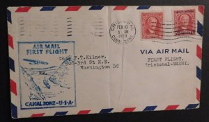 1929 Airmail First Flight Cover Canal Zone Miami USA Cristobal to Washington DC