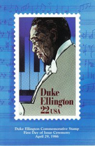 USPS First Day Ceremony Program #2211 Duke Ellington Music Jazz FDC 1986
