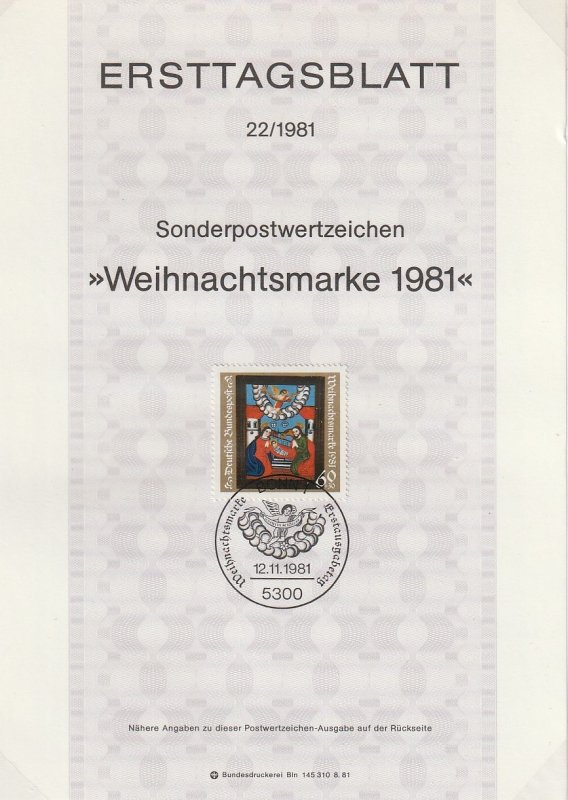 1981 Germany - FD Card (ETB) Sc B593 - Christmas